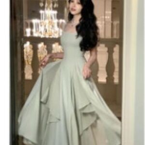 Elegant Olive Green Midi Evening Gown